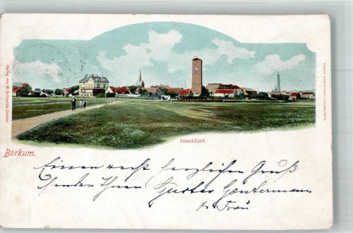26757 W2972 Borkum 1900 - Inseldorf mit altem und neuem Leuchtturm Verlag Louis Glaser