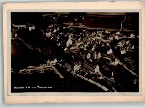 78570 W7202 Mühlheim an der Donau 1933 FOTO KEINE AK Fliegeraufnahme des Ortes mit Pfarrkirche St. Maria Magdalena Original aufmontierte Verlagsmusterkarte