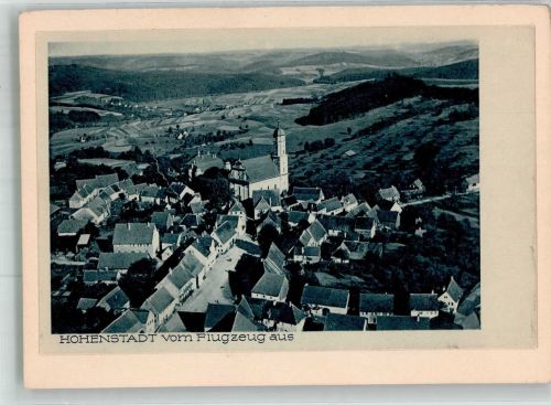 73453 W7083 Hohenstadt , Kr Aalen, Württ 1931 FOTO KEINE AK Fliegeraufnahme des Ortes mit Kirche Mariä Opferung Original aufmontierte Verlagsmusterkarte