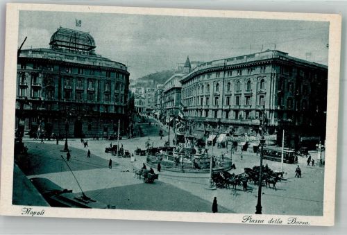80100 Napoli Foto AK Denkmal Straßenbahn Piazza della Borsa