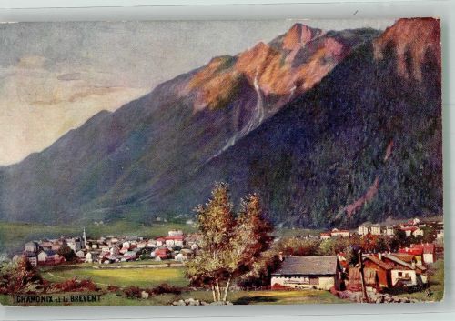 Chamonix-Mont-Blanc Oilette Mont Blanc Series 103 No. 6 Le Brevent Tucks Künstlerkarte
