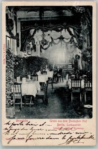 10115 O1020 Friedrichshain 1902 Gebrauchsspuren Gasthaus Deutscher Hof Weinstube Luckauer Straße Verlag Stengel & Co.
