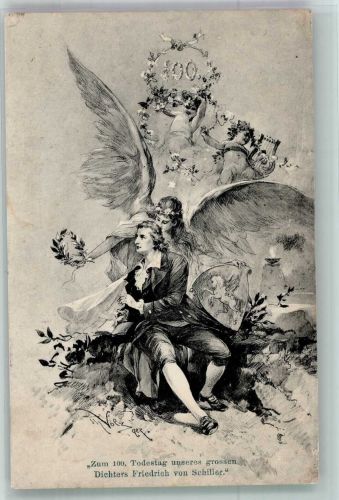 100. Todestag Erinnerung Engel Allegorie sign. Volz get. Schiller 1905