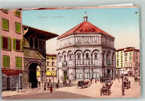 Firenze Baptisterium San Giovanni Straßenbahn 1918