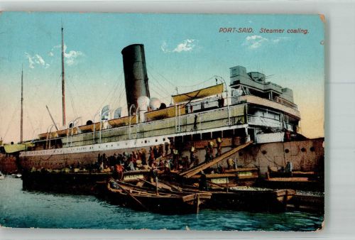 Port Said Foto AK Hafen Steamer caoling