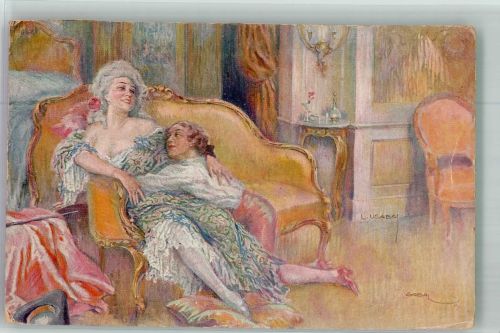 Liebespaar Rokoko Rosenkavalier Usabal, L. 1918 Künstlerkarte