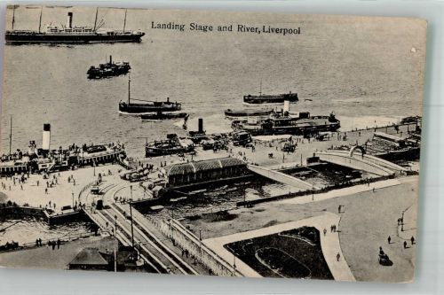Liverpool Foto AK Hafen Landing Stage and River