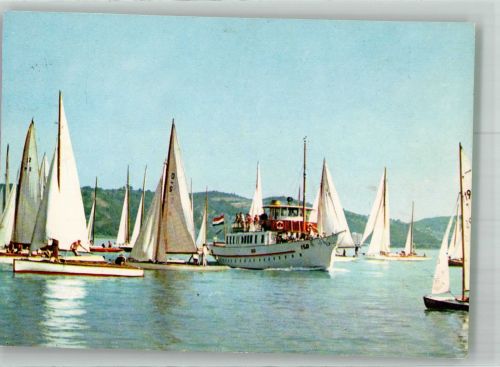 Balaton Plattensee Foto AK Balaton Passagierschiff Segelboote