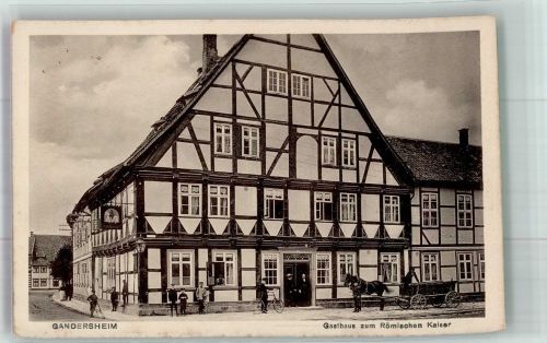 67598 W6521 Gundersheim , Rheinhess - Gasthaus zum Römischen Kaiser Fahrrad Tiergepann