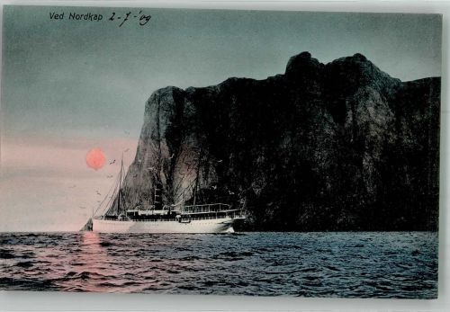 Nordkapp Foto AK Dampfschiff