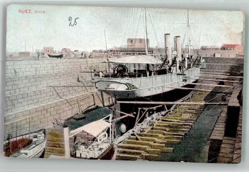 Suez Foto AK Dock Dampschiff