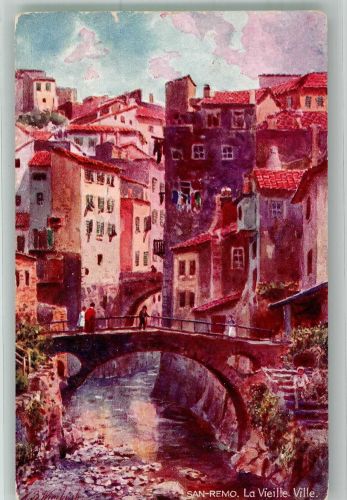 18038 San Remo Künstlerkarte La Vieille Ville Tuck-Karte