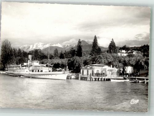 74500 Evian-les-Bains Foto AK Dampfschiff Anlegestelle