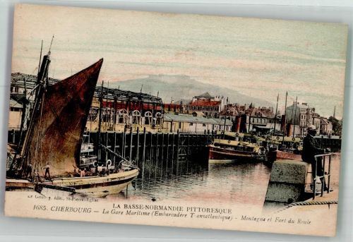 50100 Cherbourg-Octeville Foto AK Hafen Bahnhof Maritime