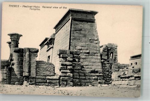 Theben Thebes Foto AK Denkmal Tempel Medinet Habu