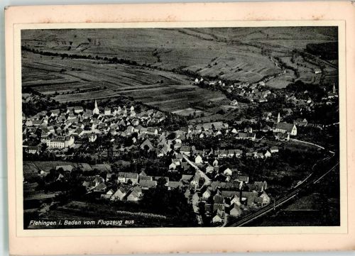 75038 W7519 Flehingen FOTO KEINE AK Fliegeraufnahme des Ortes mit St. Martin Kirche Original aufmontierte Verlagsmusterkarte