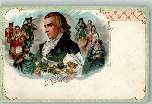 Figuren aus seinen Gedichten Schiller 1900 Lithographie / Künstlerkarte