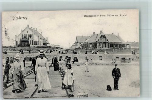 26548 W2982 Norderney 1906 - Reichskanzler Füst Bülow am Strand Verlag Glückstadt & Münden 28973