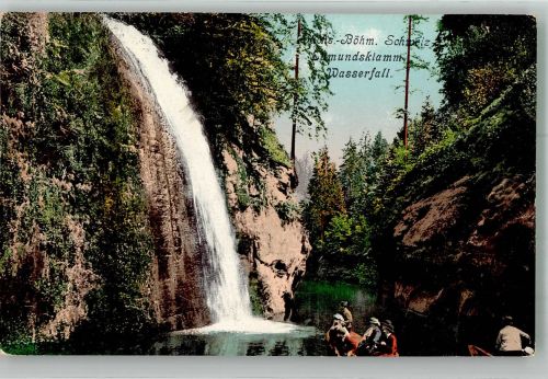 Ceska Kamenice Böhmisch Kamnitz Foto AK Edmundsklamm Wasserfall