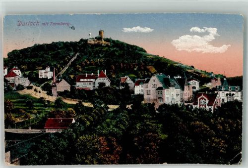76131 W7500 Durlach 1919 Gebrauchsspuren Turmberg