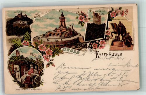 06567 O4712 Kyffhäuser 1906 Lithographie Rothenburg Kaiser Wilhelm Denkmal