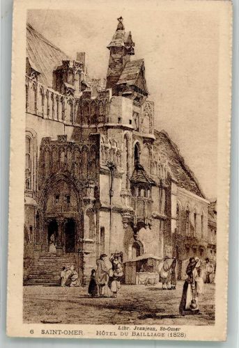 62500 Saint-Omer Radierung Hotel du Bailliage 1828 sign. Jeanjean
