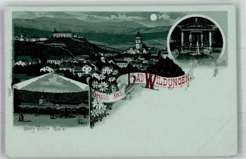 34537 W3590 Bad Wildungen Lithographie Georg Viktor Quelle Helenen Quelle