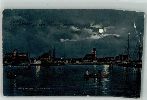23966 O2400 Wismar , Meckl 1909 Gebrauchsspuren Mondschein