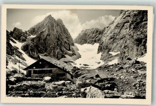 83486 W8243 Blaueishütte Foto AK Blaueisspitze Hüttenstempel