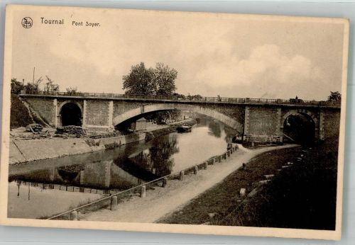 Tournai 1916 Foto AK Pont Soyer Feldpost WK I 3.Landst.Inf.Batl. Hamburg