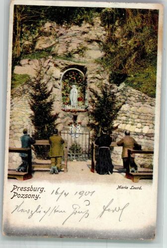 Bratislava Pozsony 1901 Foto AK Lourdesgrotte