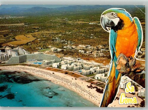 S´Illot 1988 Gebrauchsspuren Papagei Hotel Playa de sa Coma Fotomontage AK Fliegeraufnahme