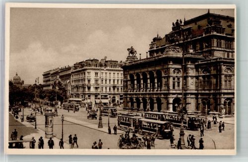 1010 Wien 1. Bezirk, Innere Stadt Foto AK Litfaßsäule Straßenbahn Auto Hofoper Opernring