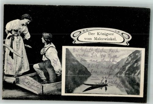 83471 W8240 Berchtesgaden 1907 - Königsee Malerwinkel Ruderboot Tracht