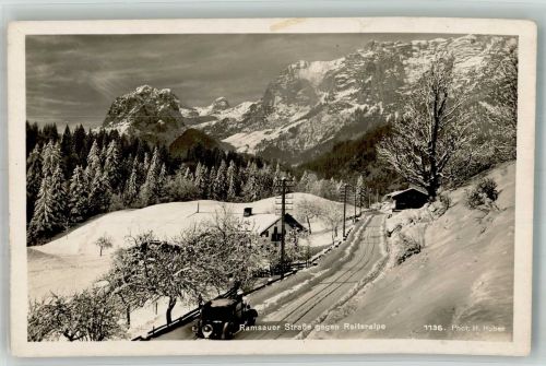 83471 W8240 Berchtesgaden Foto AK WK II Ramsauer Straße Reiteralpe Auto Winter Schnee