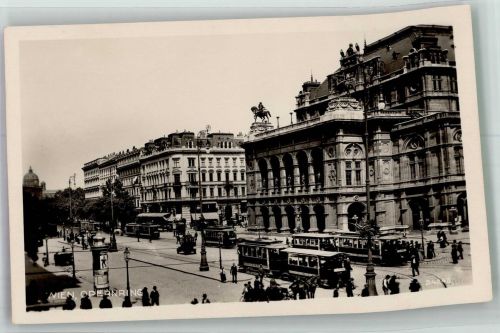 1010 Wien 1. Bezirk, Innere Stadt Foto AK Litfaßsäule Straßenbahn Opernring