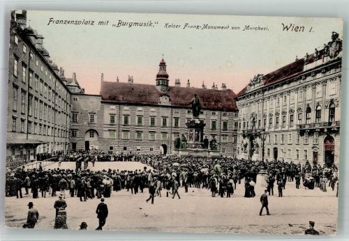 1010 Wien 1. Bezirk, Innere Stadt Foto AK Denkmal Kaiser Franz Burgmusik Franzesplatz
