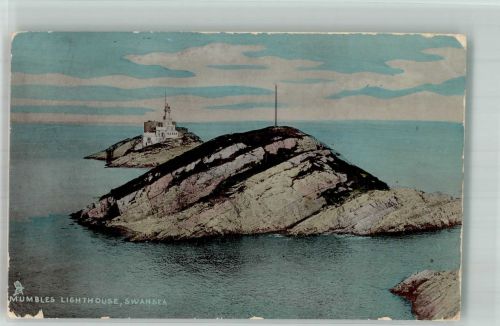 Swansea 1905 Foto AK Leuchtturm Mumbles
