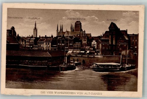 Danzig Gdansk Gebrauchsspuren Sternwarte Rathaus Marien- Kirche Krantor beschnitten