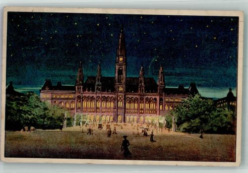 1010 Wien 1. Bezirk, Innere Stadt 1918 Foto AK Rathaus beleuchtet