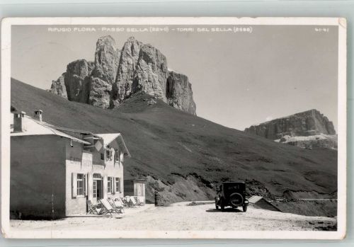 Sellajoch Passo Sella 1934 Gebrauchsspuren Auto Gasthaus Flora
