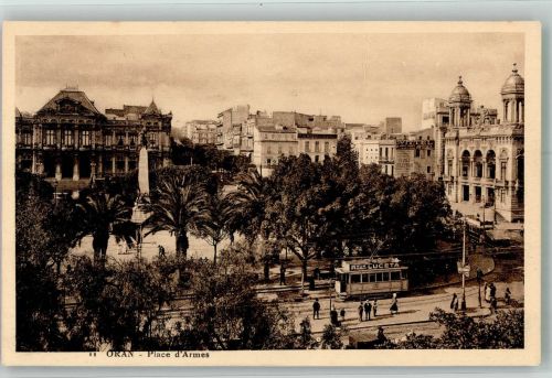Oran 1929 Gebrauchsspuren Straßenbahn Place d´Armes