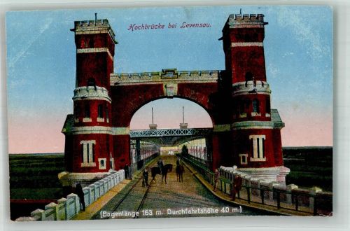 24161 W2303 Levensau Lithographie Hochbrücke Pferd