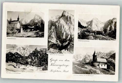 6330 Kufstein Foto AK Kaisergebirge Kirche Vorderkaiserfelden Steinberg Hinterbärenbad