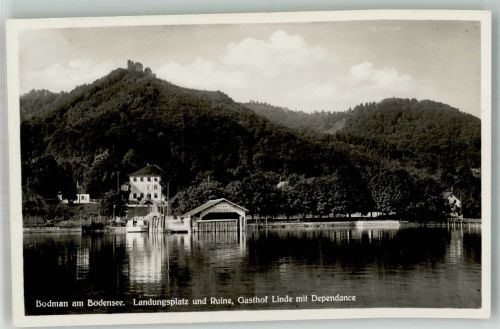 78351 W7762 Bodman Foto AK Landungsplatz Ruine Gasthof Linde Dependance Gasthaus