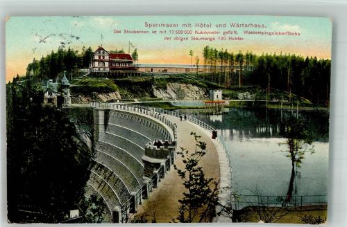 Marklissa Lesna 1911 Lithographie Sperrmauer Hotel Wärterhaus