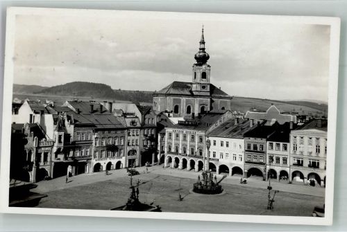 Trutnov Trautenau 1936 Foto AK Kirche Marktplatz