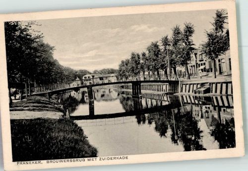 8801 Franeker 1937 Foto AK Brouwersbrug Zuiderkade