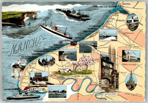 76200 Dieppe Fotomontage AK Landkarte Le Havre Rouen