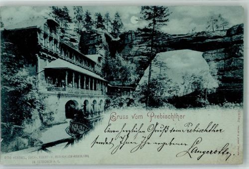 Hrensko Herrnskretschen 1899 Foto AK Gasthaus Prebischtor
